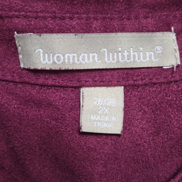 Woman Within 2X (26/28) Faux Suede Shirt Shacket Button Front Long Sleeve - Picture 14 of 16